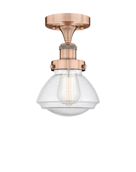 Innovations 616-1F-AC-G324 One Light Semi-Flush Mount, Antique Copper