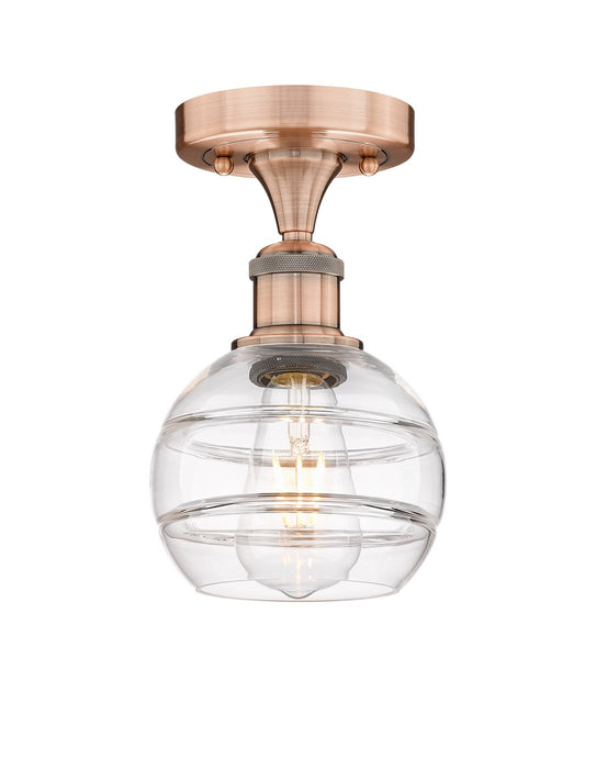 Innovations 616-1F-AC-G556-6CL One Light Semi-Flush Mount, Antique Copper