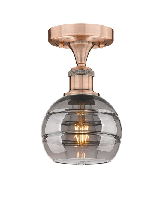 Innovations 616-1F-AC-G556-6SM One Light Semi-Flush Mount, Antique Copper