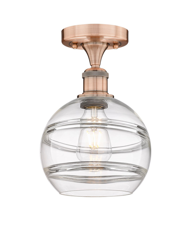 Innovations 616-1F-AC-G556-8CL One Light Semi-Flush Mount, Antique Copper
