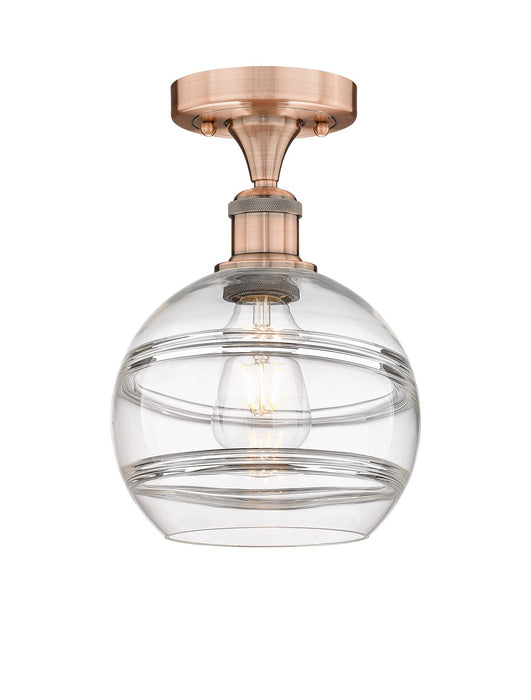Innovations 616-1F-AC-G556-8CL One Light Semi-Flush Mount, Antique Copper