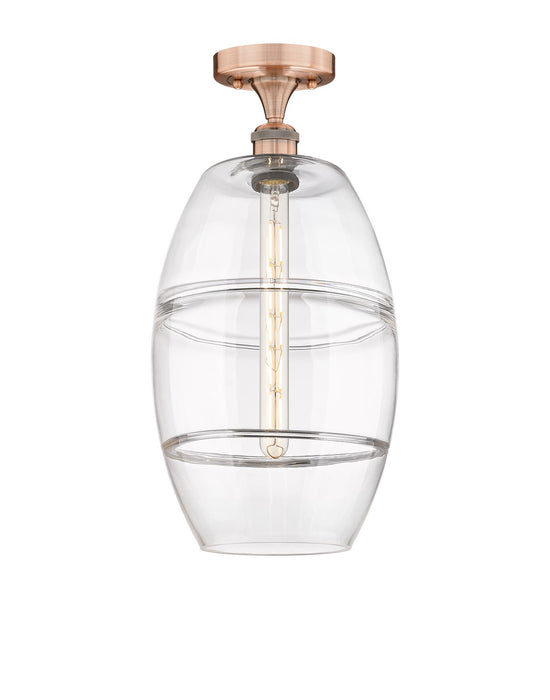 Innovations 616-1F-AC-G557-10CL One Light Semi-Flush Mount, Antique Copper