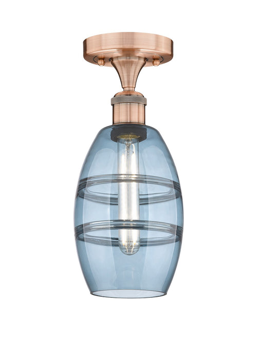 Innovations 616-1F-AC-G557-6BL One Light Semi-Flush Mount, Antique Copper