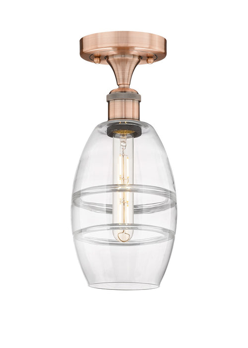 Innovations 616-1F-AC-G557-6CL One Light Semi-Flush Mount, Antique Copper