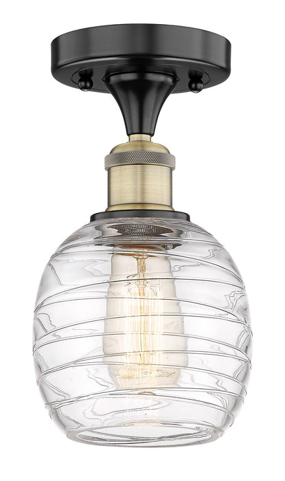 Innovations 616-1F-BAB-G1013 One Light Semi-Flush Mount, Black Antique Brass