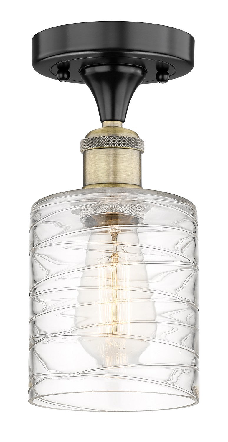 Innovations 616-1F-BAB-G1113 One Light Semi-Flush Mount, Black Antique Brass