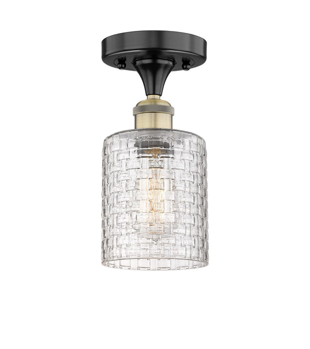 Innovations 616-1F-BAB-G112C-5CL One Light Semi-Flush Mount, Black Antique Brass