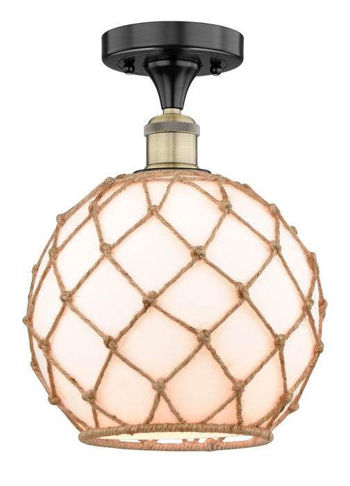 Innovations 616-1F-BAB-G121-10RB One Light Semi-Flush Mount, Black Antique Brass