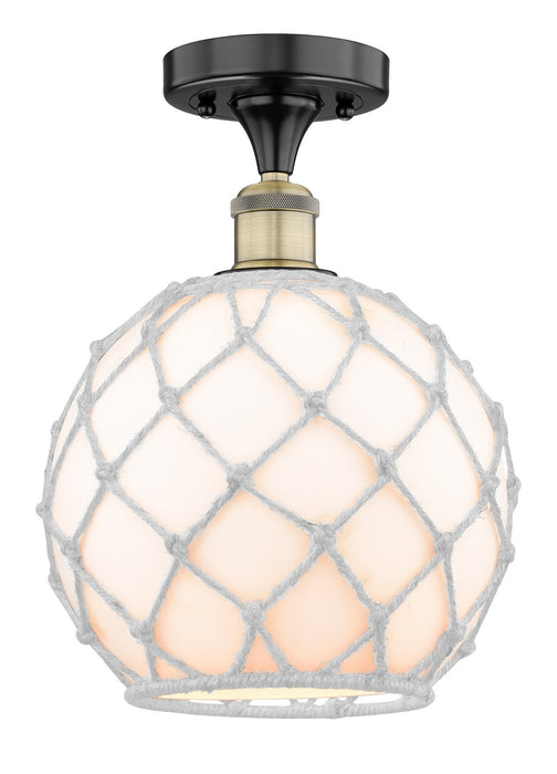 Innovations 616-1F-BAB-G121-10RW One Light Semi-Flush Mount, Black Antique Brass