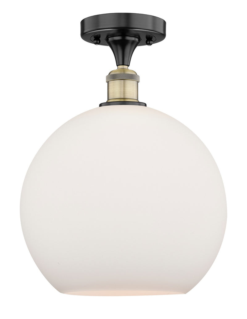 Innovations 616-1F-BAB-G121-12 One Light Semi-Flush Mount, Black Antique Brass