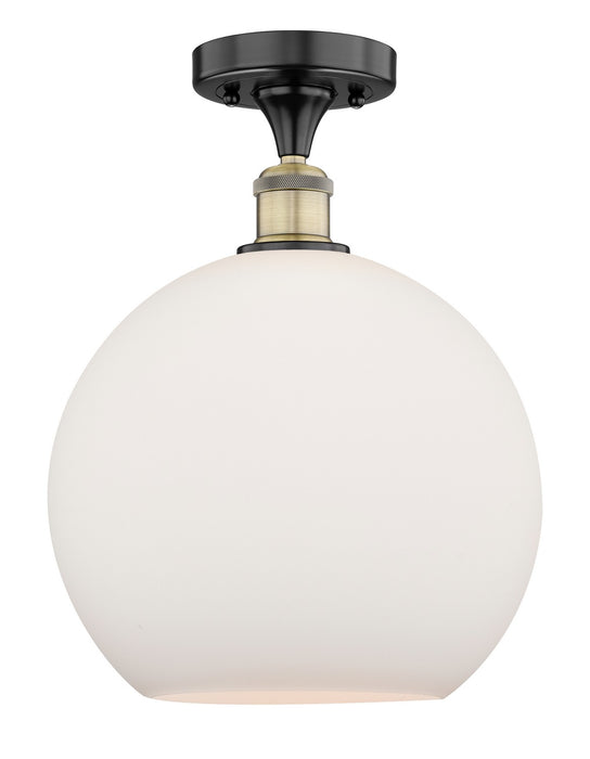 Innovations 616-1F-BAB-G121-12 One Light Semi-Flush Mount, Black Antique Brass