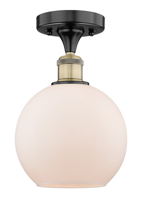 Innovations 616-1F-BAB-G121-8 One Light Semi-Flush Mount, Black Antique Brass
