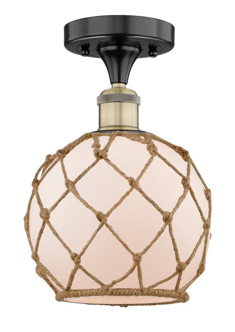 Innovations 616-1F-BAB-G121-8RB One Light Semi-Flush Mount, Black Antique Brass
