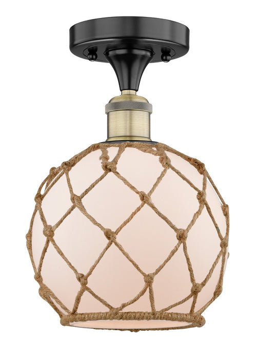 Innovations 616-1F-BAB-G121-8RB One Light Semi-Flush Mount, Black Antique Brass