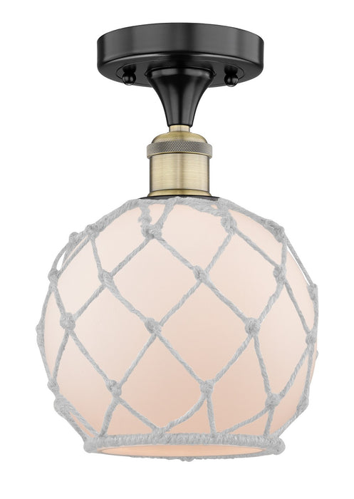 Innovations 616-1F-BAB-G121-8RW One Light Semi-Flush Mount, Black Antique Brass