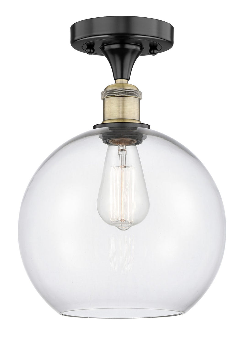 Innovations 616-1F-BAB-G122-10 One Light Semi-Flush Mount, Black Antique Brass