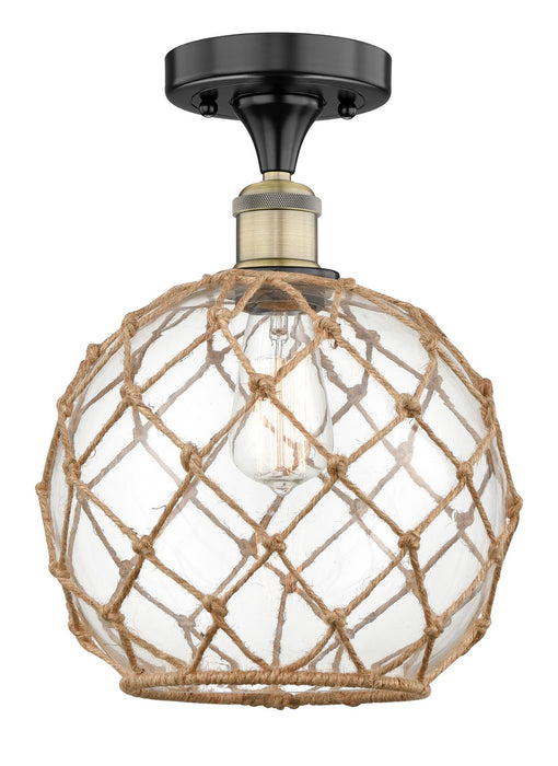 Innovations 616-1F-BAB-G122-10RB One Light Semi-Flush Mount, Black Antique Brass