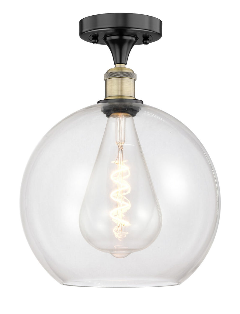 Innovations 616-1F-BAB-G122-12 One Light Semi-Flush Mount, Black Antique Brass