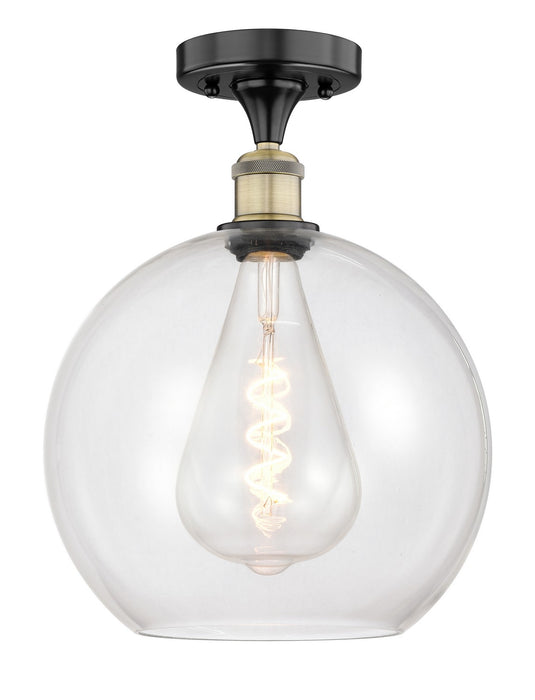 Innovations 616-1F-BAB-G122-12 One Light Semi-Flush Mount, Black Antique Brass