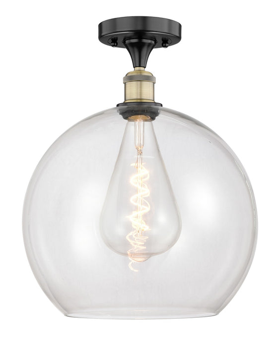 Innovations 616-1F-BAB-G122-14 One Light Semi-Flush Mount, Black Antique Brass