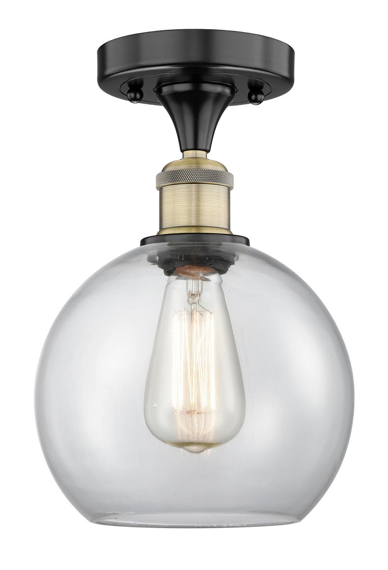 Innovations 616-1F-BAB-G122-8 One Light Semi-Flush Mount, Black Antique Brass