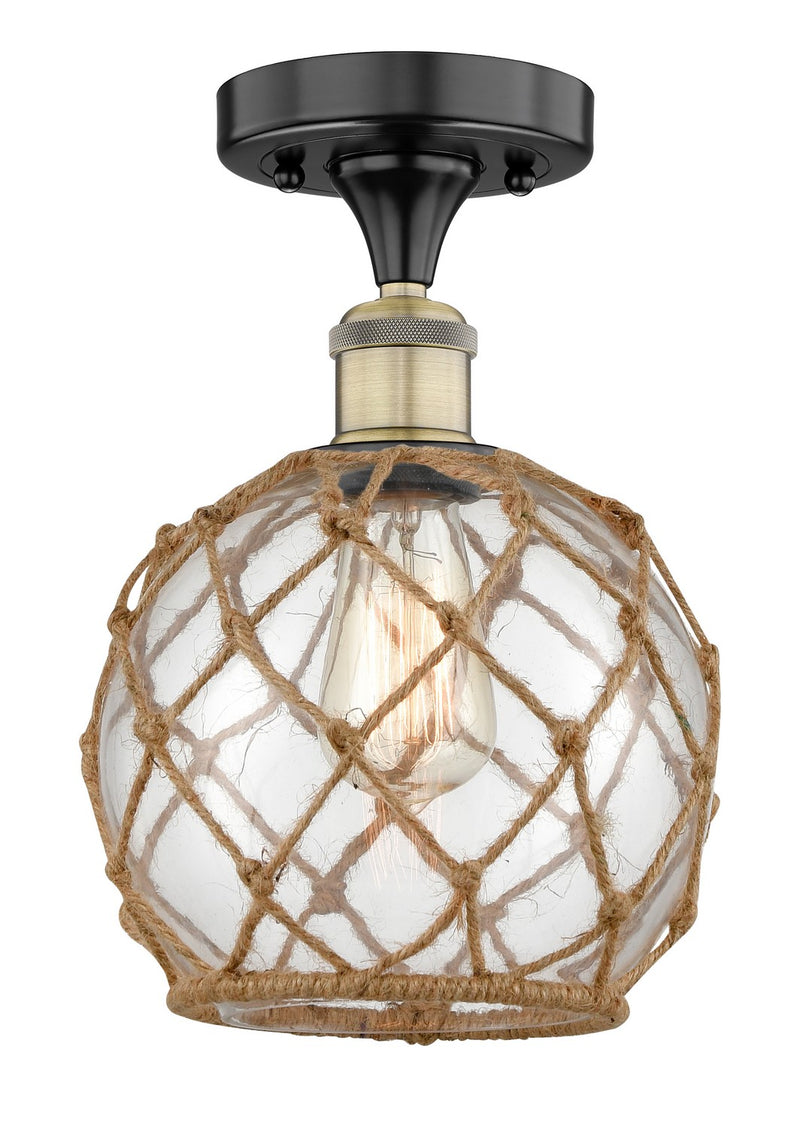 Innovations 616-1F-BAB-G122-8RB One Light Semi-Flush Mount, Black Antique Brass