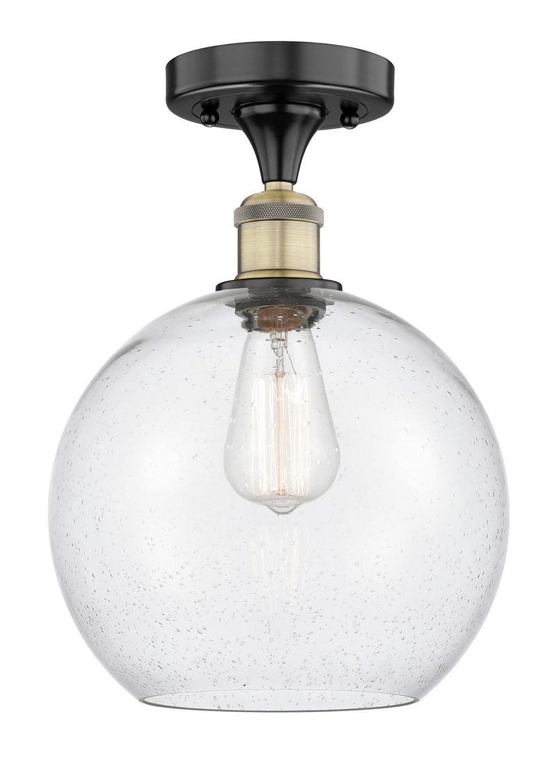 Innovations 616-1F-BAB-G124-10 One Light Semi-Flush Mount, Black Antique Brass