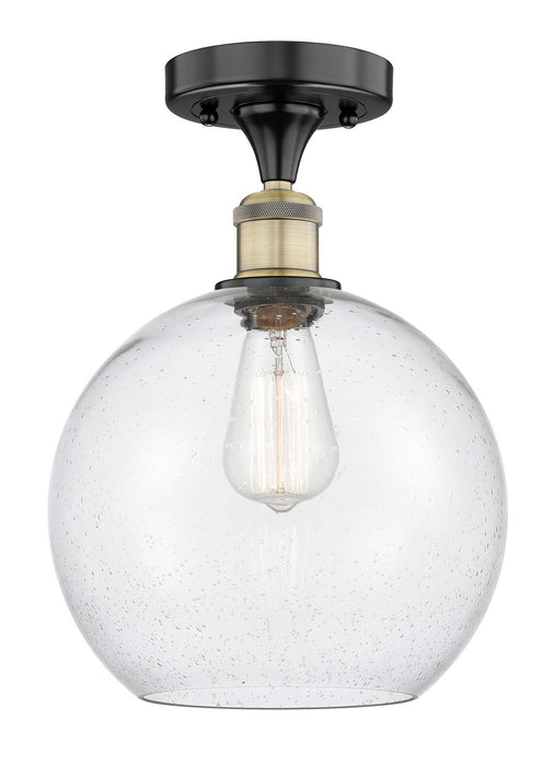 Innovations 616-1F-BAB-G124-10 One Light Semi-Flush Mount, Black Antique Brass