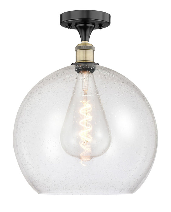 Innovations 616-1F-BAB-G124-14 One Light Semi-Flush Mount, Black Antique Brass