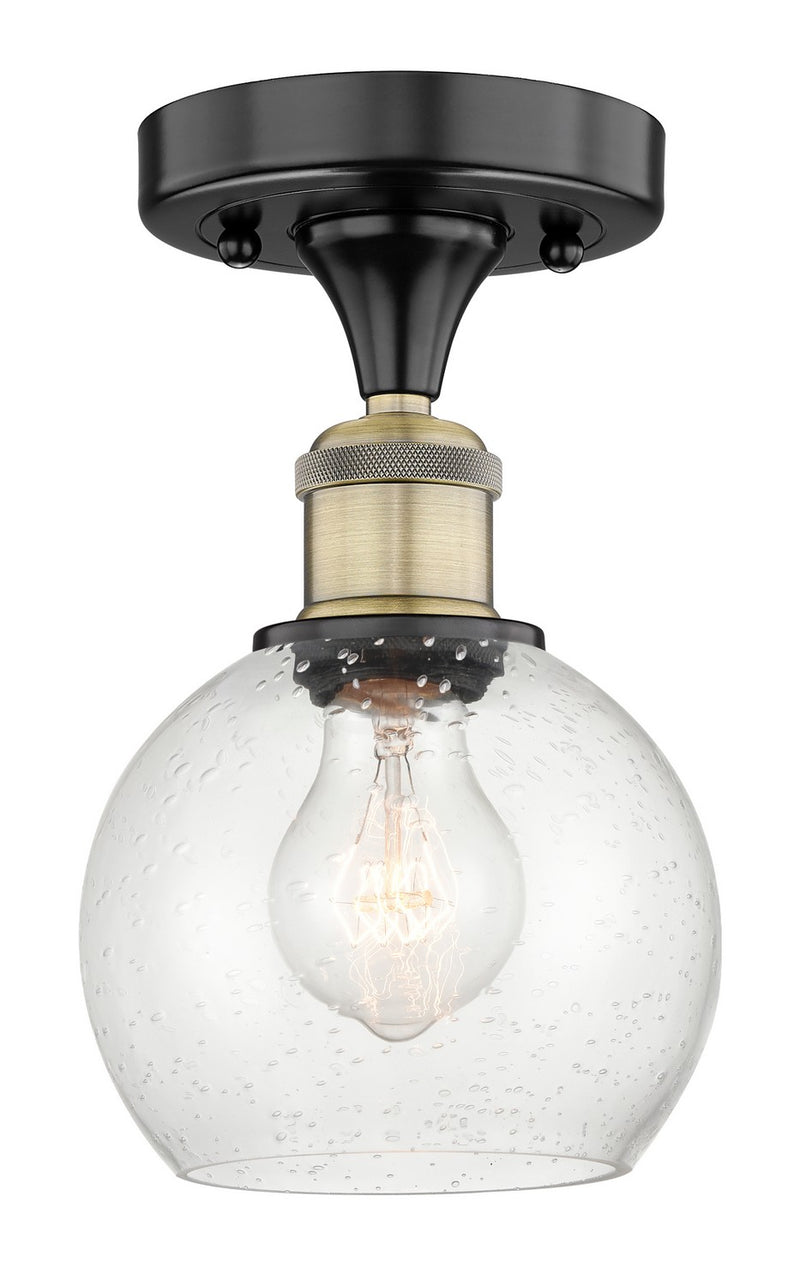 Innovations 616-1F-BAB-G124-6 One Light Semi-Flush Mount, Black Antique Brass