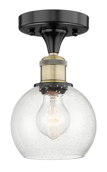 Innovations 616-1F-BAB-G124-6 One Light Semi-Flush Mount, Black Antique Brass