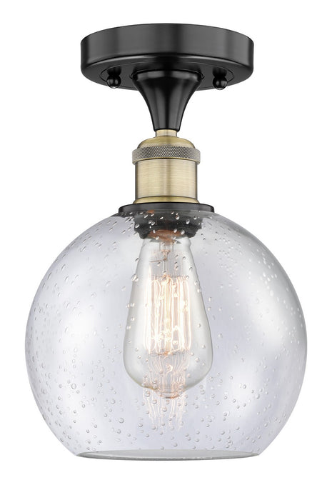 Innovations 616-1F-BAB-G124-8 One Light Semi-Flush Mount, Black Antique Brass