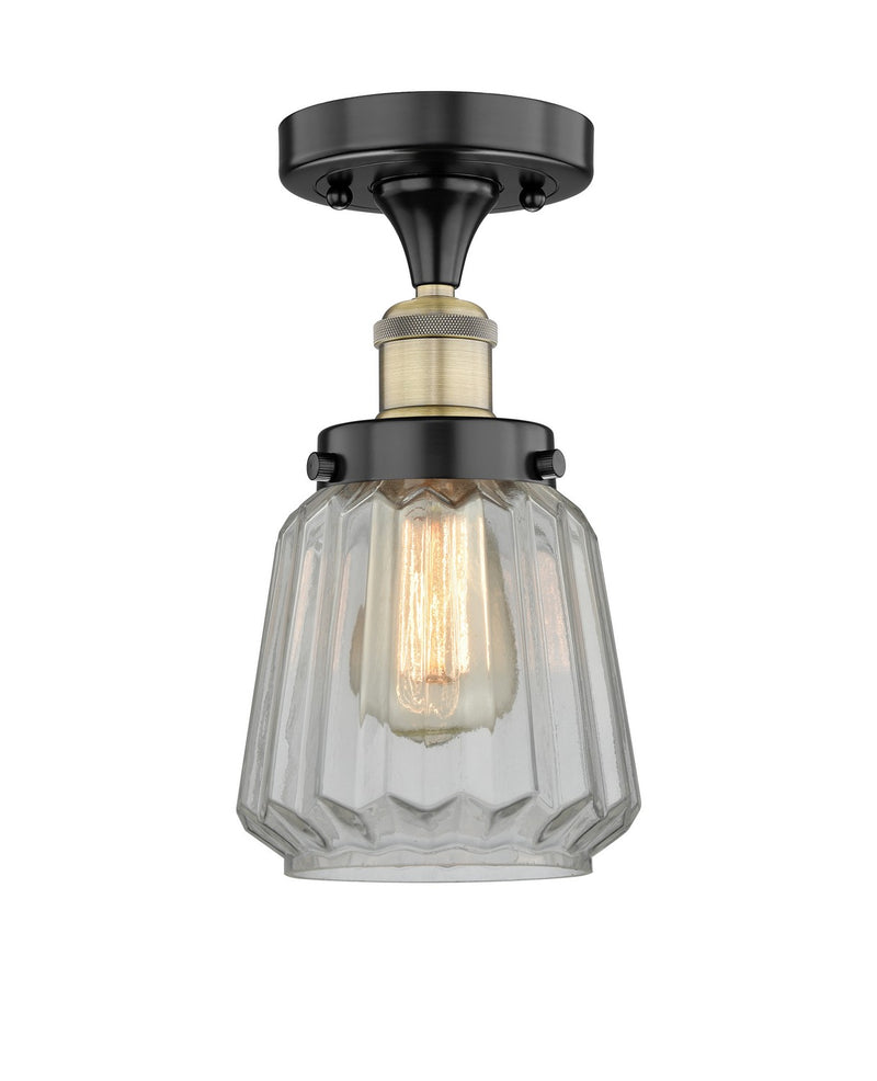 Innovations 616-1F-BAB-G142 One Light Semi-Flush Mount, Black Antique Brass