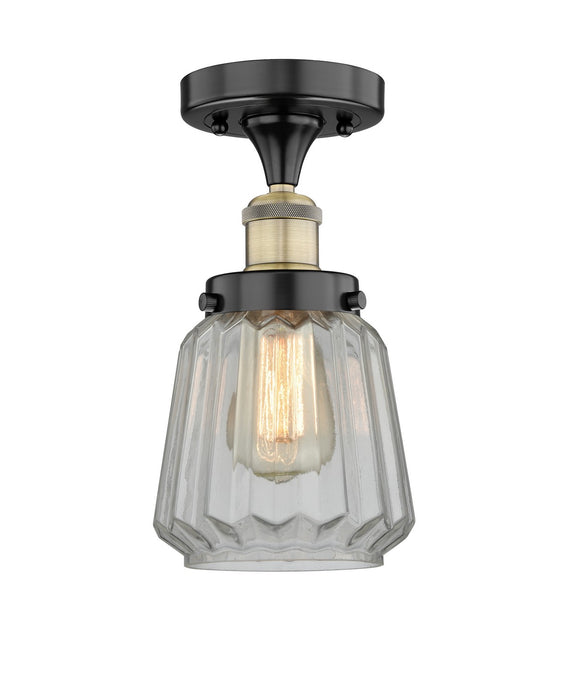 Innovations 616-1F-BAB-G142 One Light Semi-Flush Mount, Black Antique Brass