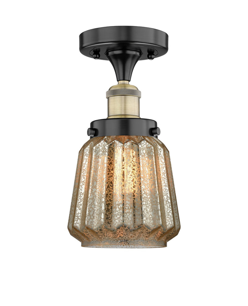 Innovations 616-1F-BAB-G146 One Light Semi-Flush Mount, Black Antique Brass