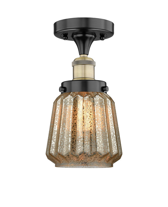 Innovations 616-1F-BAB-G146 One Light Semi-Flush Mount, Black Antique Brass