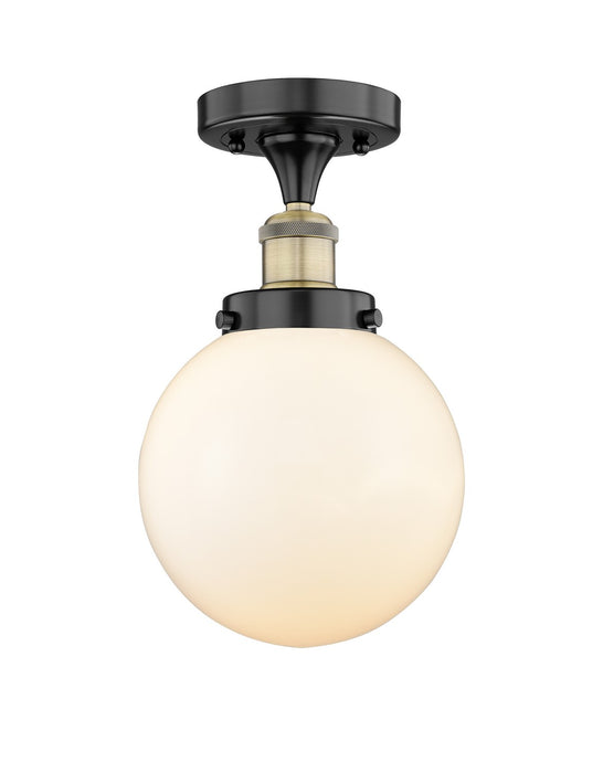 Innovations 616-1F-BAB-G201-8 One Light Semi-Flush Mount, Black Antique Brass