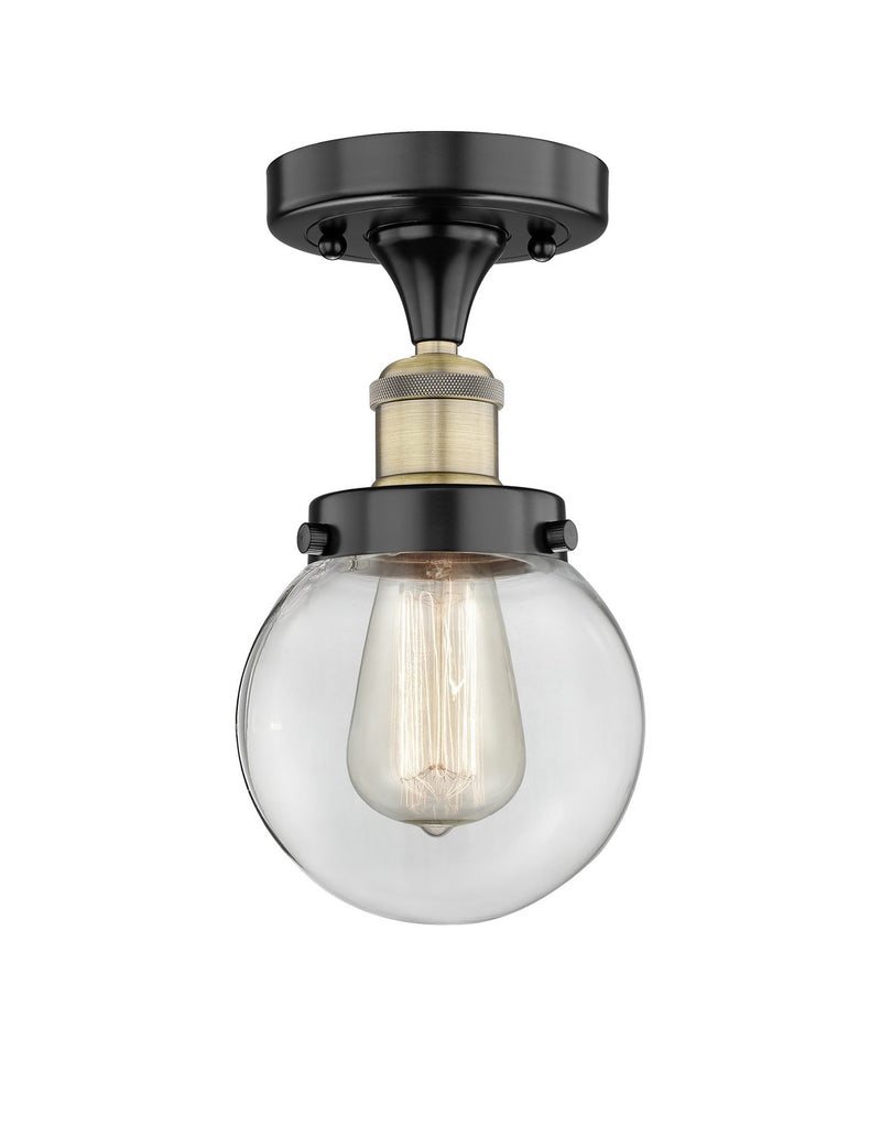 Innovations 616-1F-BAB-G202-6 One Light Semi-Flush Mount, Black Antique Brass