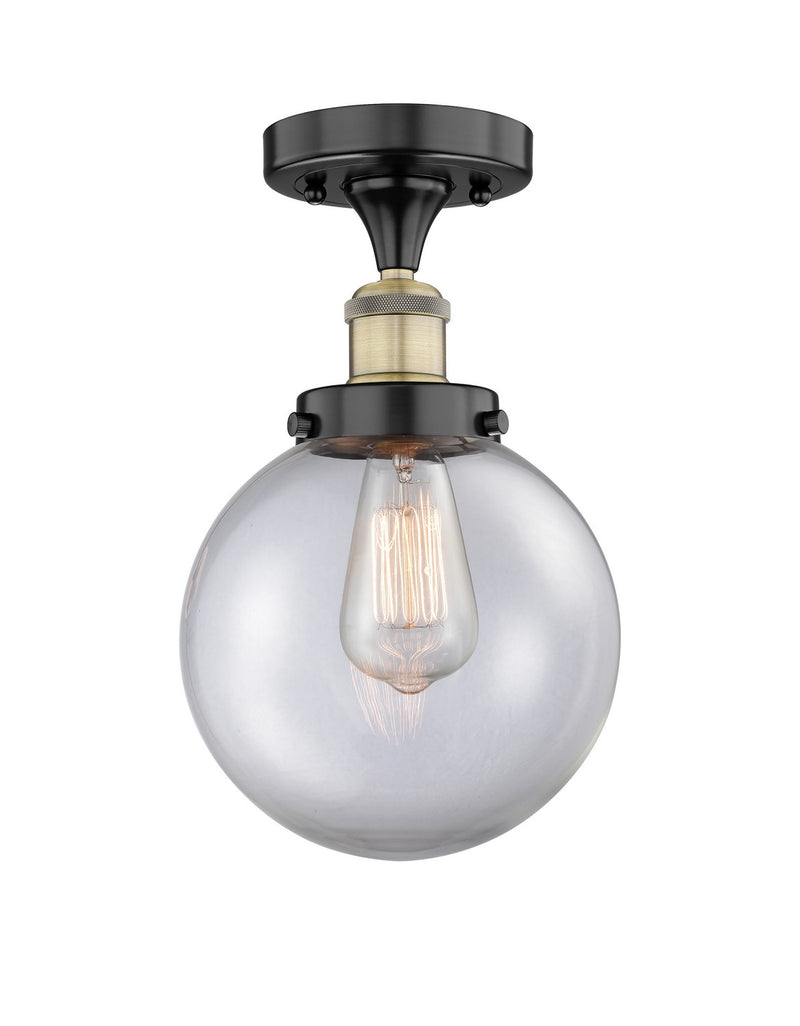 Innovations 616-1F-BAB-G202-8 One Light Semi-Flush Mount, Black Antique Brass