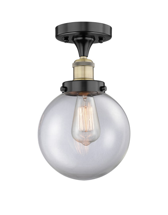 Innovations 616-1F-BAB-G202-8 One Light Semi-Flush Mount, Black Antique Brass