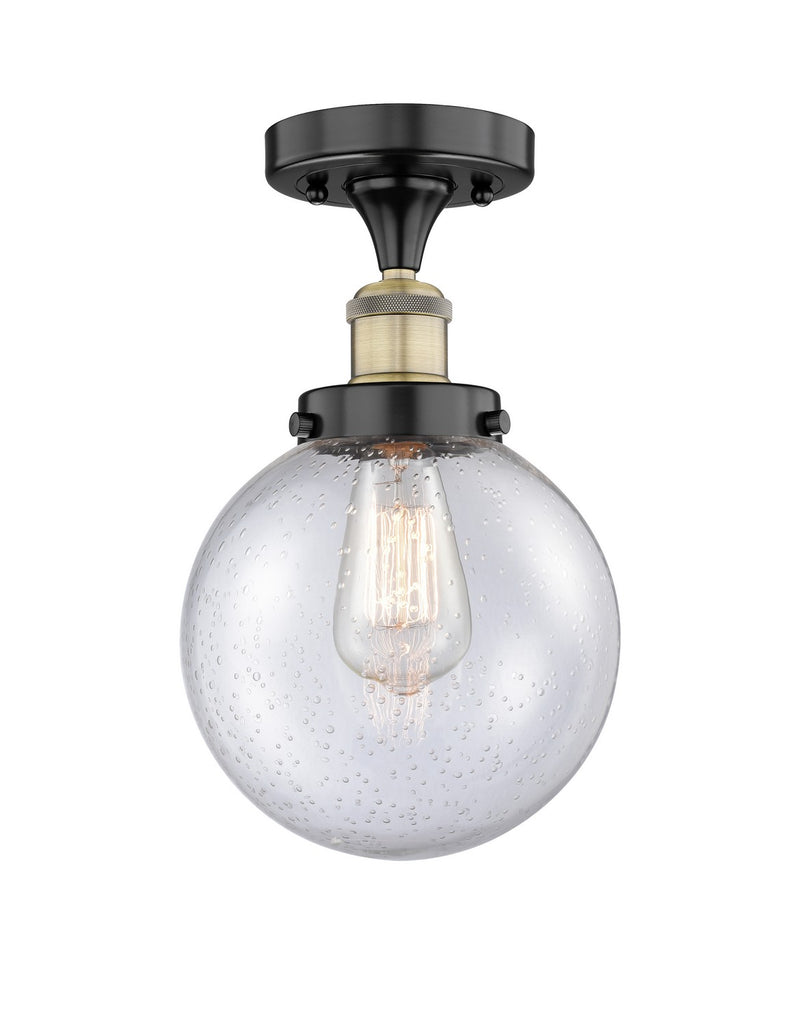 Innovations 616-1F-BAB-G204-8 One Light Semi-Flush Mount, Black Antique Brass