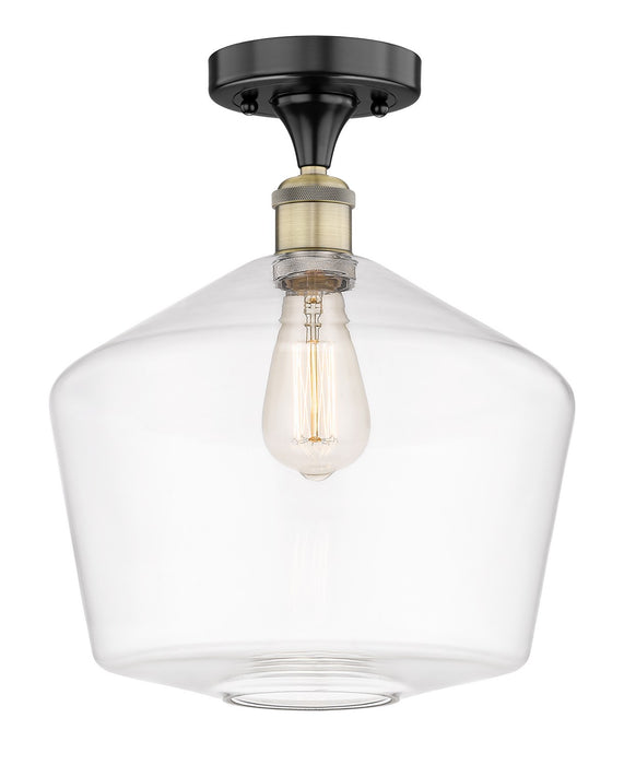 Innovations 616-1F-BAB-G652-12 One Light Semi-Flush Mount, Black Antique Brass