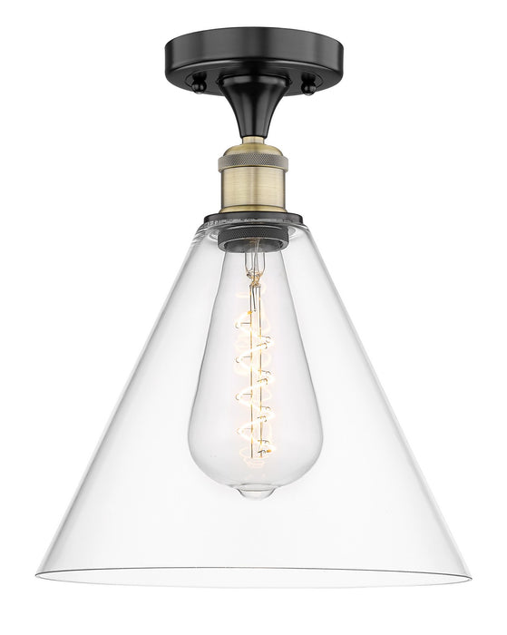 Innovations 616-1F-BAB-GBC-122 One Light Semi-Flush Mount, Black Antique Brass