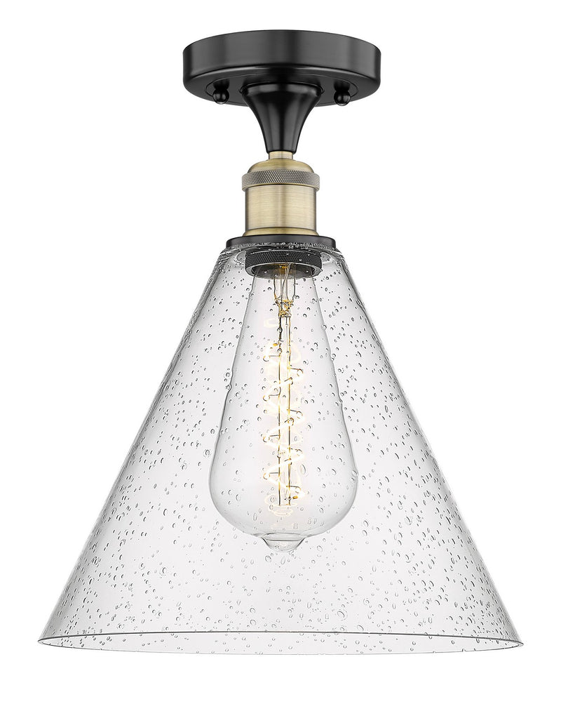 Innovations 616-1F-BAB-GBC-124 One Light Semi-Flush Mount, Black Antique Brass