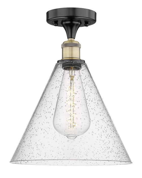 Innovations 616-1F-BAB-GBC-124 One Light Semi-Flush Mount, Black Antique Brass