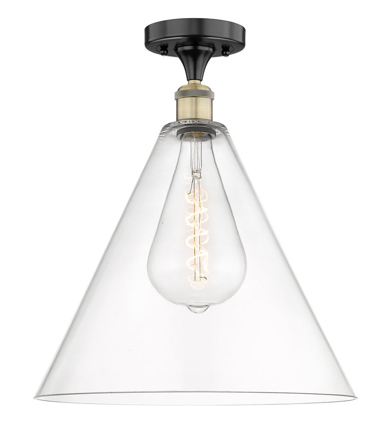 Innovations 616-1F-BAB-GBC-162 One Light Semi-Flush Mount, Black Antique Brass