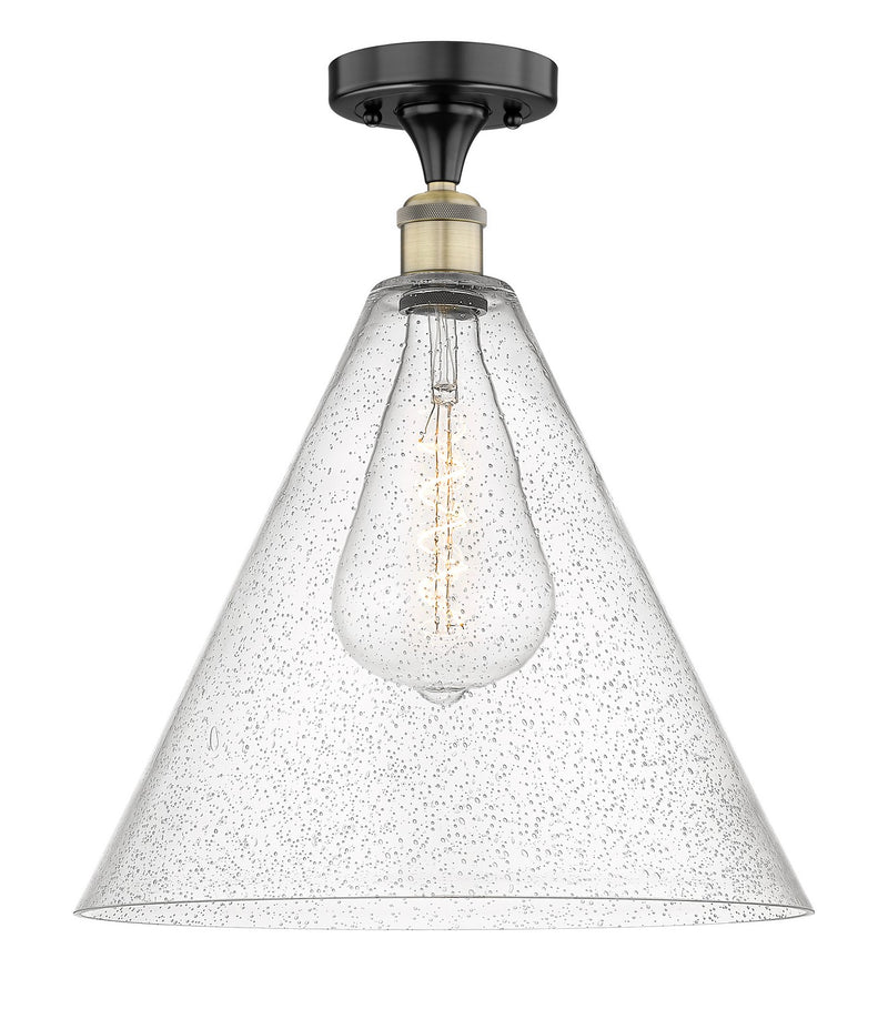 Innovations 616-1F-BAB-GBC-164 One Light Semi-Flush Mount, Black Antique Brass