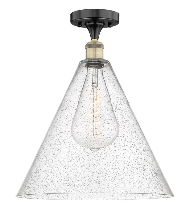 Innovations 616-1F-BAB-GBC-164 One Light Semi-Flush Mount, Black Antique Brass