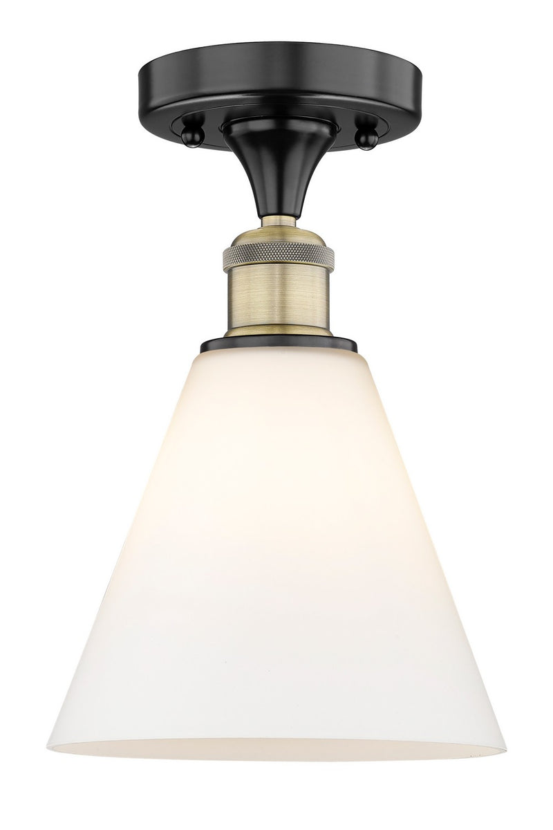 Innovations 616-1F-BAB-GBC-81 One Light Semi-Flush Mount, Black Antique Brass