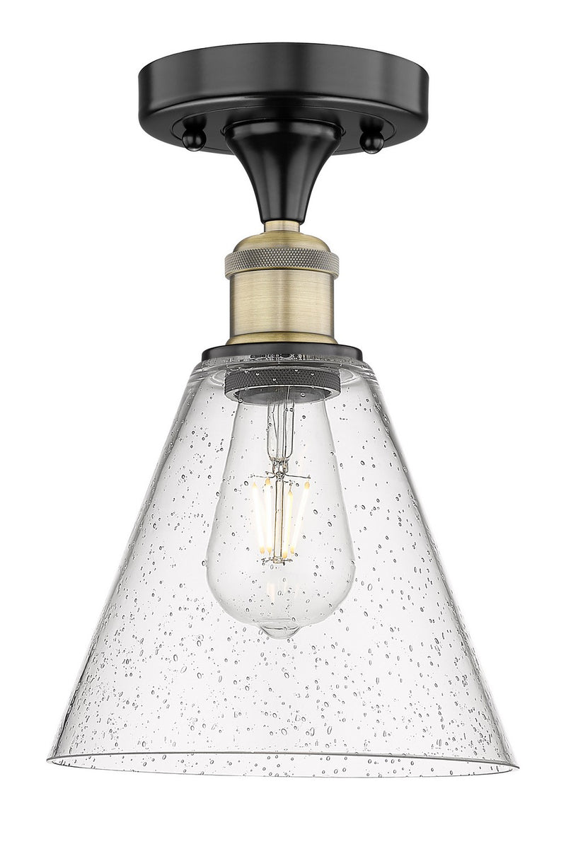 Innovations 616-1F-BAB-GBC-84 One Light Semi-Flush Mount, Black Antique Brass